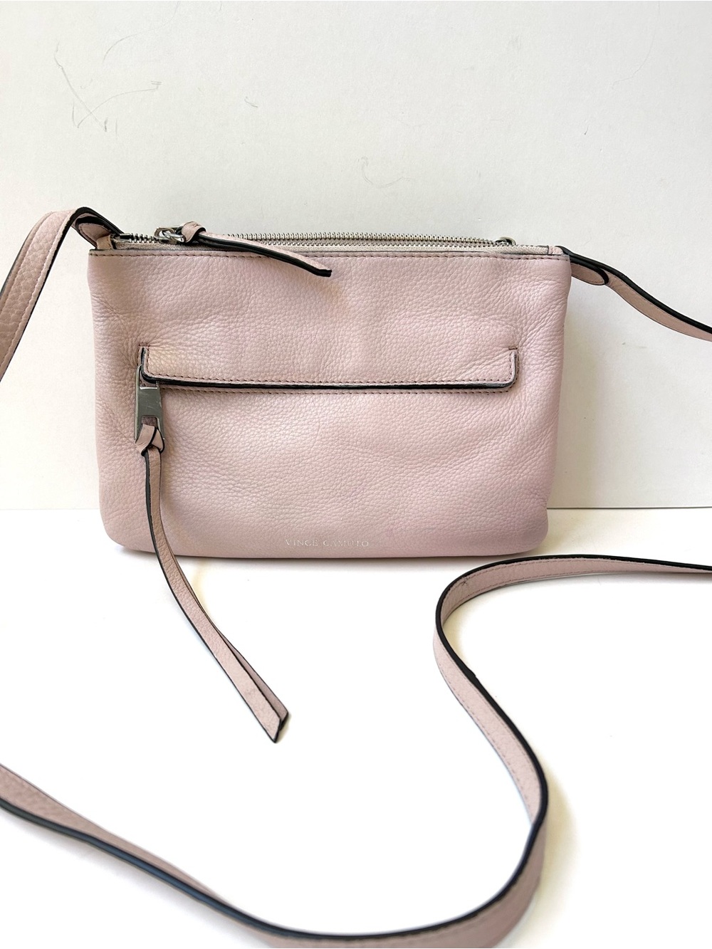 Vince Camuto Pebbled Leather Crossbody Bag in  Cameo Rose